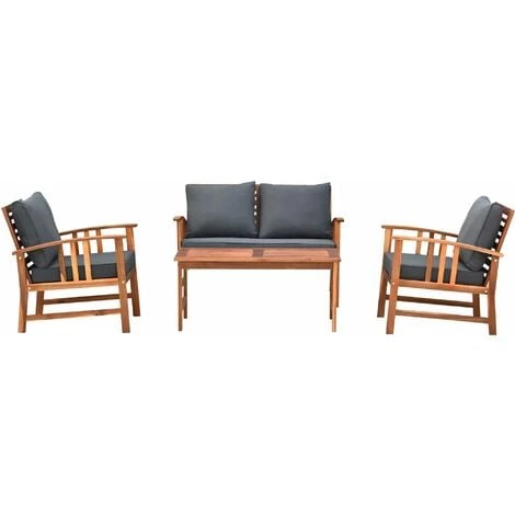 Outsunny Salon De Jardin 4 Pers. 4 Pièces Style Colonial Coussins Grand Confort Inclus Polyester Gris Foncé Bois Acacia - Gris 3 Outsunny Salon De Jardin 4 Pers. 4 Pièces Style Colonial Coussins Grand Confort Inclus Polyester Gris Foncé Bois Acacia - Gris