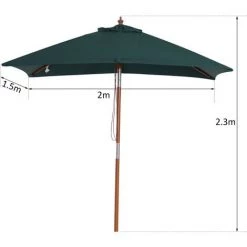Outsunny Parasol Rectangulaire Inclinable Bois Polyester Haute Densité 2L X 1,5l X 2,3H M Vert Foncé 9 Outsunny Parasol Rectangulaire Inclinable Bois Polyester Haute Densité 2L X 1,5l X 2,3H M Vert Foncé -Outsunny Soldes Magasin 11189975 3
