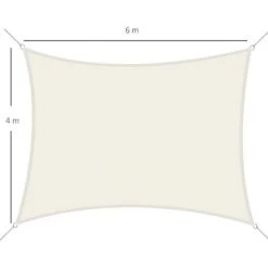 Outsunny Voile D'ombrage Rectangulaire 6L X 4l M Polyester Imperméabilisé Haute Densité 160 G/m² Crème -Outsunny Soldes Magasin 11491486 3