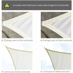 Outsunny Voile D'ombrage Carré 3 X 3 M Polyester Imperméabilisé Haute Densité 160 G/m² Crème -Outsunny Soldes Magasin 11491490 5