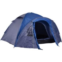 Outsunny Tente De Camping Familiale 4-5 Personnes Montage Facile Double Porte Et Fenêtres Dim. 3L X 2,50l X 1,30H M Fibre Verre Polyester Bleu Marine