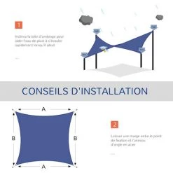 Outsunny Voile D'ombrage Rectangulaire Anti-UV HDPE 4L X 3l M Bleu 11 Outsunny Voile D'ombrage Rectangulaire Anti-UV HDPE 4L X 3l M Bleu -Outsunny Soldes Magasin 11643157 5