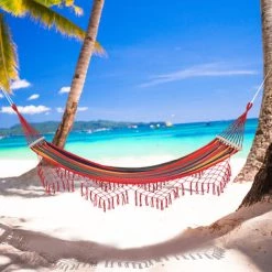 Outsunny Hamac De Voyage Respirant Portable Toile De Hamac Dim. 2L X 1l M Coton Polyester Multicolore -Outsunny Soldes Magasin 11659560 2