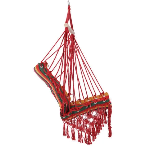 Outsunny Chaise Suspendue Hamac De Voyage Respirant Portable Dim. 60L X 45l X 55H M Coton Polyester Multicolore - Multicolore 7 Outsunny Chaise Suspendue Hamac De Voyage Respirant Portable Dim. 60L X 45l X 55H M Coton Polyester Multicolore - Multicolore – Image 5