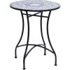 Outsunny Table Ronde Style Fer Forgé Bistro Plateau Mosaïque Motif Fleur Métal époxy Anticorrosion Noir Céramique - Noir -Outsunny Soldes Magasin 11659563 1