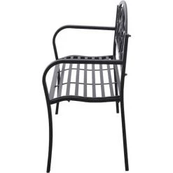 Outsunny Banc De Jardin 2 Places Style Néo-rétro Fer Forgé Motif Fleurs De Lys Dim. 128L X 50l X 91H Cm Métal époxy Noir - Noir -Outsunny Soldes Magasin 11659567 4