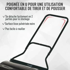 Outsunny Rouleau à Gazon Jardin En Acier Avec Poignée Dim. 50L X 32l X 108H Cm Lestage Max. 30 L Noir -Outsunny Soldes Magasin 11741061 4