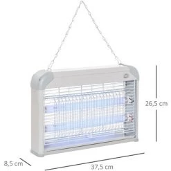 Outsunny Lampe UV Anti-insectes Anti Moustique Tue Mouche électrique Destructeur D'insectes 20 W Gris - Gris -Outsunny Soldes Magasin 11741062 3