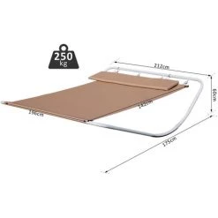 Outsunny Bain De Soleil Transat De Jardin Bascule Deux Personnes Hamac Marron - Marron -Outsunny Soldes Magasin 11741065 3
