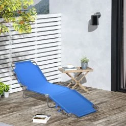 Outsunny Bain De Soleil Transat Pliable Dossier Réglable Multipositions Métal Et Polyester Bleu -Outsunny Soldes Magasin 11741077 4