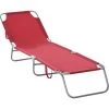 Outsunny Bain De Soleil Transat Pliable Dossier Réglable Multipositions Métal Et Polyester Bordeaux - Bordeaux