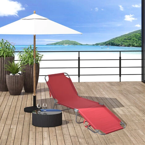 Outsunny Bain De Soleil Transat Pliable Dossier Réglable Multipositions Métal Et Polyester Bordeaux - Bordeaux 4 Outsunny Bain De Soleil Transat Pliable Dossier Réglable Multipositions Métal Et Polyester Bordeaux - Bordeaux – Image 2