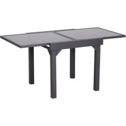 Outsunny Table Extensible De Jardin Grande Taille Dim. Dépliées 160L X 80l X 75H Cm Alu Métal époxy Gris Foncé Plateau Verre Trempé Noir