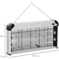 Outsunny Lampe UV Anti-insectes Anti Moustique Tue Mouche électrique Destructeur D'insectes 30 W Noir Gris - Noir -Outsunny Soldes Magasin 11764741 3