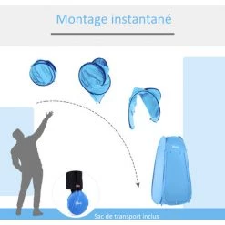 Outsunny Tente De Douche Pliable Pop-up Automatique Instantanée Cabinet De Changement Camping Polyester Bleu -Outsunny Soldes Magasin 11865989 4