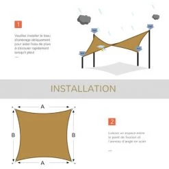 Outsunny Voile D'ombrage Toile Solaire Rectangulaire 6L X 4l M HDPE Jaune -Outsunny Soldes Magasin 11952800 5