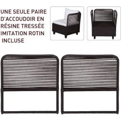 Outsunny Lot De 2 Accoudoirs Salon De Jardin Dim. 63L X 60l Cm (épaisseur : 2,5 Cm) Résine Tressée Chocolat - Marron -Outsunny Soldes Magasin 11952812 5