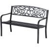 Outsunny Banc 3 Places De Jardin Dim. 126L X 60l X 85H Cm Métal époxy Anticorrosion Fonte Noir - Noir