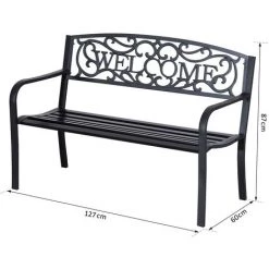 Outsunny Banc 3 Places De Jardin Dim. 126L X 60l X 85H Cm Métal époxy Anticorrosion Fonte Noir - Noir -Outsunny Soldes Magasin 11987114 3