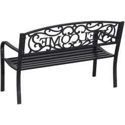 Outsunny Banc 3 Places De Jardin Dim. 126L X 60l X 85H Cm Métal époxy Anticorrosion Fonte Noir - Noir -Outsunny Soldes Magasin 11987114 4