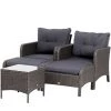 Outsunny Lot De 2 Fauteuils De Jardin Grand Confort Repose-pied Table Basse Résine Tressée Imitation Rotin Coussins Gris -Outsunny Soldes Magasin 11987129 1