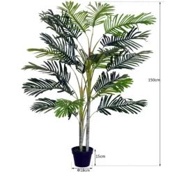 Outsunny Palmier Artificiel Hauteur 150 Cm Arbre Artificiel Décoration Plastique Fil De Fer Pot Inclus Vert -Outsunny Soldes Magasin 13095960 3
