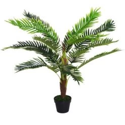 Outsunny Palmier Artificiel Hauteur 123 Cm Arbre Artificiel Décoration Plastique Fil De Fer Pot Inclus Vert - Vert