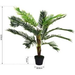 Outsunny Palmier Artificiel Hauteur 123 Cm Arbre Artificiel Décoration Plastique Fil De Fer Pot Inclus Vert - Vert -Outsunny Soldes Magasin 13095961 3