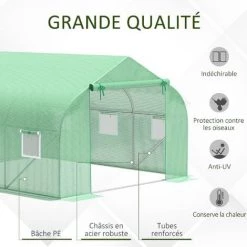 Outsunny Serre Tunnel De Jardin 3,5 X 3 X 2 M Grande Taille 6 Fenêtres Vert - Vert 10 Outsunny Serre Tunnel De Jardin 3,5 X 3 X 2 M Grande Taille 6 Fenêtres Vert - Vert -Outsunny Soldes Magasin 1494965 4