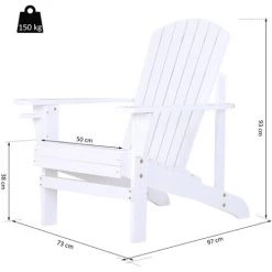 Outsunny Fauteuil De Jardin Adirondack Chaise Longue Inclinable En Bois 97L X 73l X 93H Cm Blanc 9 Outsunny Fauteuil De Jardin Adirondack Chaise Longue Inclinable En Bois 97L X 73l X 93H Cm Blanc -Outsunny Soldes Magasin 1526518 3