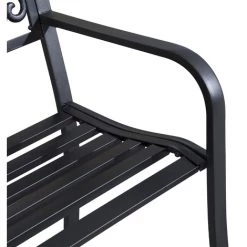 Outsunny Banc De Jardin Terrasse En Acier Fonte Noir 3 Places 127 X 60 X 87 Cm Charge Max 220 Kg -Outsunny Soldes Magasin 1613106 4