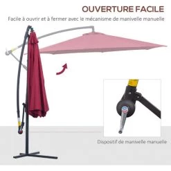 Outsunny Parasol Déporté Octogonal à Manivelle Inclinable Manivelle Avec Pied En Acier Diamètre 3 M Rouge 10 Outsunny Parasol Déporté Octogonal à Manivelle Inclinable Manivelle Avec Pied En Acier Diamètre 3 M Rouge -Outsunny Soldes Magasin 1613790 4