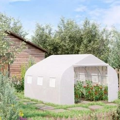 Outsunny Serre Tunnel De Jardin 3,5 X 3 X 2 M Grande Taille 6 Fenêtres Blanc -Outsunny Soldes Magasin 16172395 2