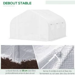 Outsunny Serre Tunnel De Jardin 3,5 X 3 X 2 M Grande Taille 6 Fenêtres Blanc -Outsunny Soldes Magasin 16172395 5