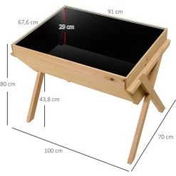 Outsunny Jardinière Sur Pieds Potager Dim. 100L X 70l X 80H Cm Insert D'irrigation + Feutre De Drainage Inclus Bois Massif Sapin - Beige -Outsunny Soldes Magasin 16952909 3