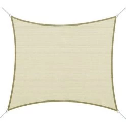 Outsunny Voile D'ombrage Rectangulaire 3 X 4 M Polyéthylène Haute Densité Résistant Aux UV Coloris Crème - Crème