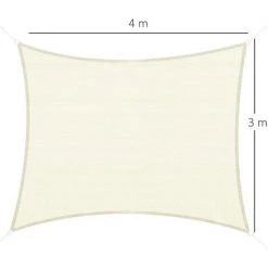 Outsunny Voile D'ombrage Rectangulaire 3 X 4 M Polyéthylène Haute Densité Résistant Aux UV Coloris Crème - Crème -Outsunny Soldes Magasin 17063402 3