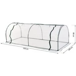 Outsunny Serre De Jardin Tunnel 2,5L X 1l X 0,8H M Grande Porte Zippée Bâche PVC Transparent Métal époxy Vert - Transparent -Outsunny Soldes Magasin 17068030 3