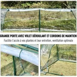 Outsunny Serre De Jardin Tunnel 2,5L X 1l X 0,8H M Grande Porte Zippée Bâche PVC Transparent Métal époxy Vert - Transparent -Outsunny Soldes Magasin 17068030 5