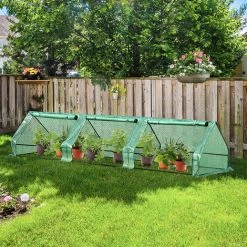 Outsunny Mini Serre De Jardin Serre à Tomates 400L X 100l X 80H Cm Acier PE Haute Densité 140 G/m² Anti-UV 3 Fenêtres Avec Zip Enroulables Vert - Vert -Outsunny Soldes Magasin 17068031 2