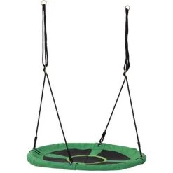 Outsunny Balançoire Nid D'oiseau Ronde Balançoire Panier Ø 100 X 4,5H Cm 4 Anneaux Inclus Métal époxy Oxford Haute Densité 300D Vert - Vert