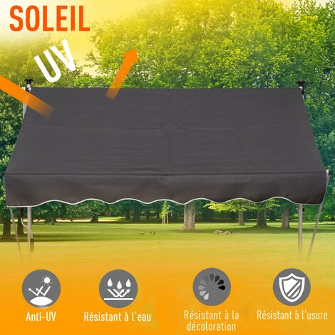Outsunny Store Banne Manuel Rétractable 2L X 1,5l X 1,7-2,8H M Inclinaison Réglable Installation Rapide Métal Alu Polyester Gris 6 Outsunny Store Banne Manuel Rétractable 2L X 1,5l X 1,7-2,8H M Inclinaison Réglable Installation Rapide Métal Alu Polyester Gris – Image 4