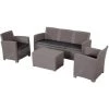 Outsunny Ensemble Salon De Jardin 5 Places Grand Confort Table Basse Rangement Intégré Plastique PP Imitation Rotin Coussins Gris -Outsunny Soldes Magasin 17707855 1