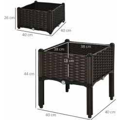 Outsunny Jardinière Sur Pieds Carré Potager 2 étages Dim. 80L X 40l X 44H Cm Insert D'irrigation Plastique Chocolat 9 Outsunny Jardinière Sur Pieds Carré Potager 2 étages Dim. 80L X 40l X 44H Cm Insert D'irrigation Plastique Chocolat -Outsunny Soldes Magasin 17771170 3