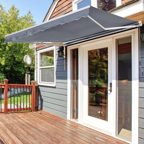 Outsunny Store Banne Manuel Rétractable Aluminium Polyester Imperméabilisé 2,95L X 2,5l M Gris - Gris 4 Outsunny Store Banne Manuel Rétractable Aluminium Polyester Imperméabilisé 2,95L X 2,5l M Gris - Gris – Image 2