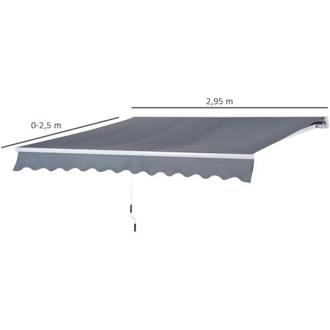 Outsunny Store Banne Manuel Rétractable Aluminium Polyester Imperméabilisé 2,95L X 2,5l M Gris - Gris 5 Outsunny Store Banne Manuel Rétractable Aluminium Polyester Imperméabilisé 2,95L X 2,5l M Gris - Gris – Image 3