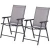 Outsunny Lot De 2 Chaises De Jardin Pliantes Avec Accoudoirs Métal époxy Textilène - Dim. 58L X 64l X 94H Cm - Noir Gris -Outsunny Soldes Magasin 17873453 1