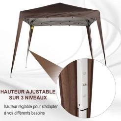 Outsunny Tonnelle Barnum De Jardin Pop-up Pliant 3L X 3l X 2,4H M Acier Polyester Imperméabilisé Anti UV Avec Sac De Transport Chocolat -Outsunny Soldes Magasin 18252947 5