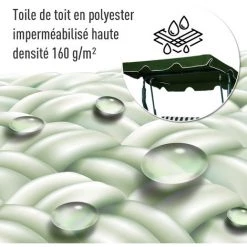 Outsunny Balancelle De Jardin 3 Places Toit Imperméabilisé Inclinaison Réglable Coussins Assise Dossier 1,7L X 1,1l X 1,53H M Métal époxy Polyester Vert Blanc Rayé -Outsunny Soldes Magasin 18252961 5