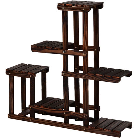 Outsunny Étagère à Fleurs En Bois - Porte Plante Bois 6 Tablettes - Dim. 100L X 25l X 97H Cm - Bois Massif De Pin 6 Outsunny Étagère à Fleurs En Bois - Porte Plante Bois 6 Tablettes - Dim. 100L X 25l X 97H Cm - Bois Massif De Pin – Image 4